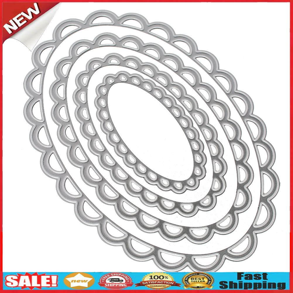 4PCS Oval Cutting Dies Stencil For DIY Scrapbooking Embossing Decor Craft @