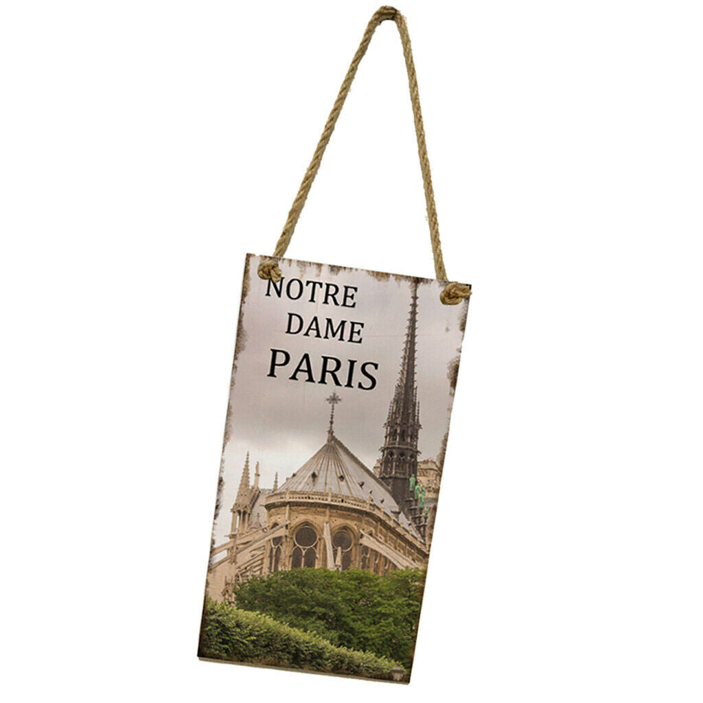 Hanging Wall Poster DIY Hanging Wooden Plaque Notre Dame de Paris Style 1