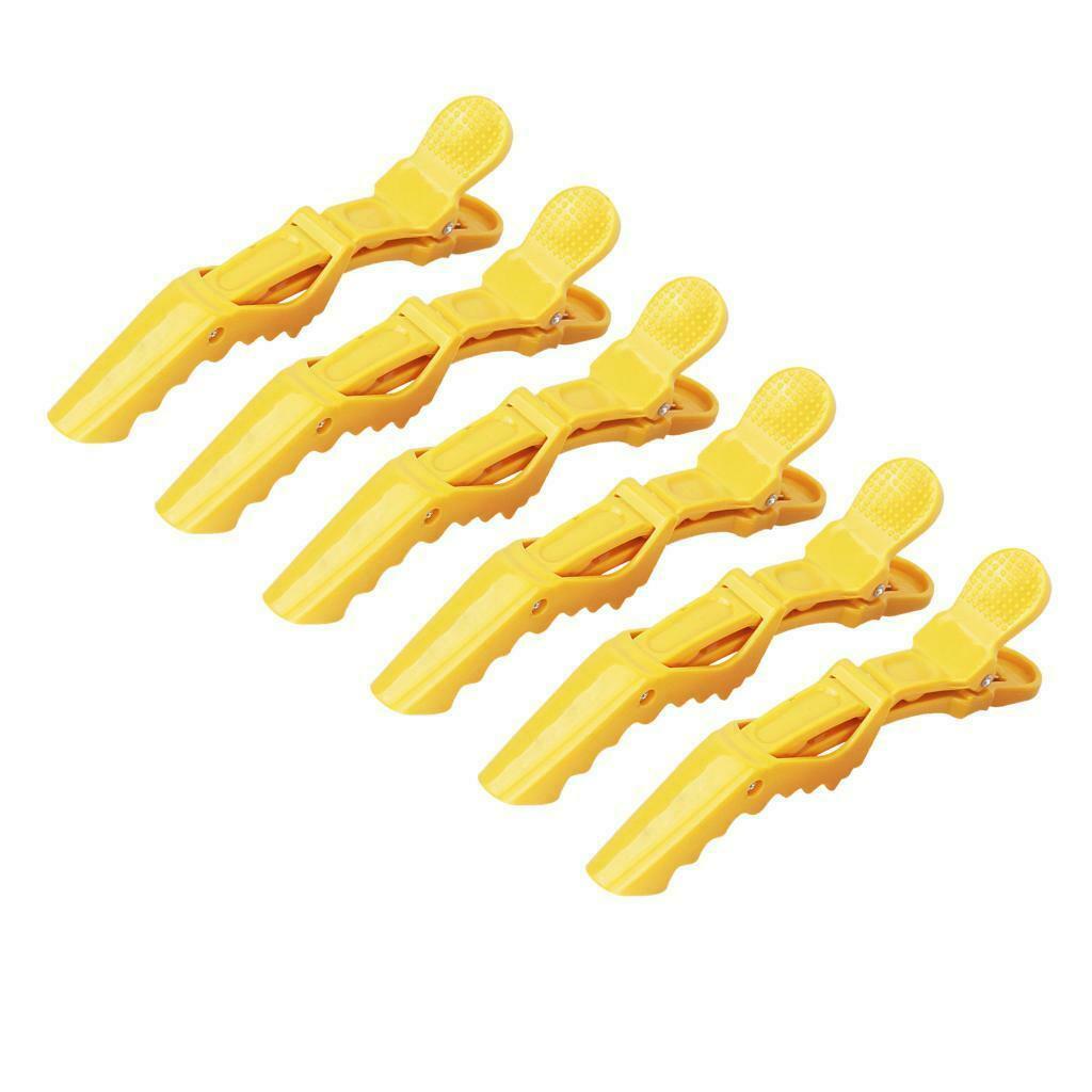 6Pcs Professional Hair Sectioning Clips Duckbill Clamp Extra Large Yellow