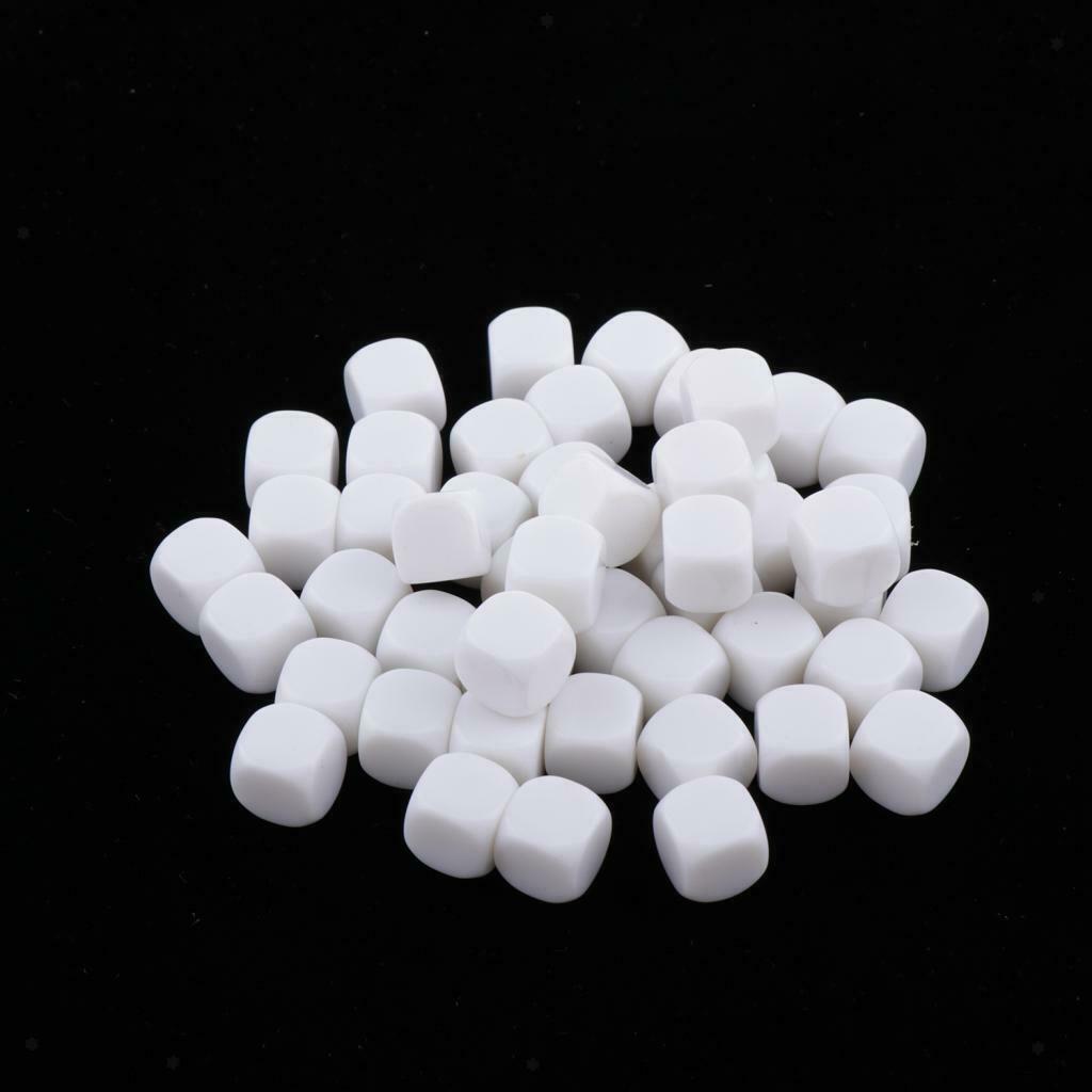 Pack of 50 D6 Six-sided Blank Dice Dice Blank Dice Great Props for Table Games,