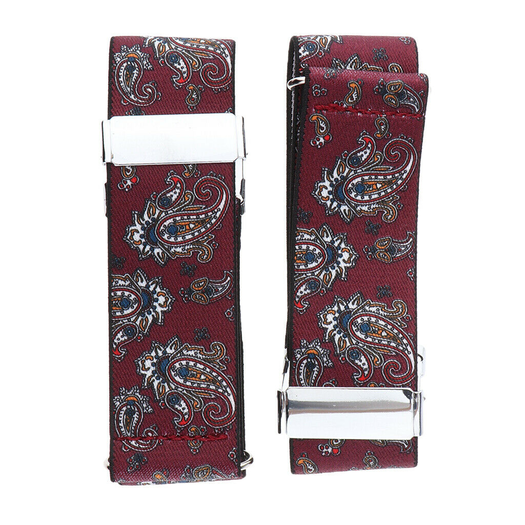 2pairs Men's Non Slip Arm Garter Adjustable Jacquard Cuff Holder Metal Clip