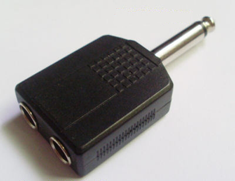 1pc 6.3mm Mono Plug Audio Jack to Dual 6.3mm Mono Jack