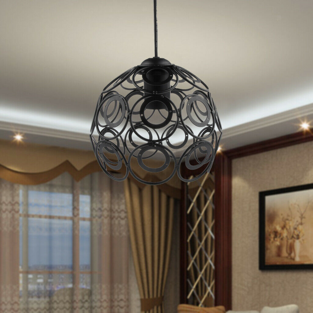 Floral Pattern Retro Lampshade w/ Cable Bulb Chandelier Sconce Decor Black
