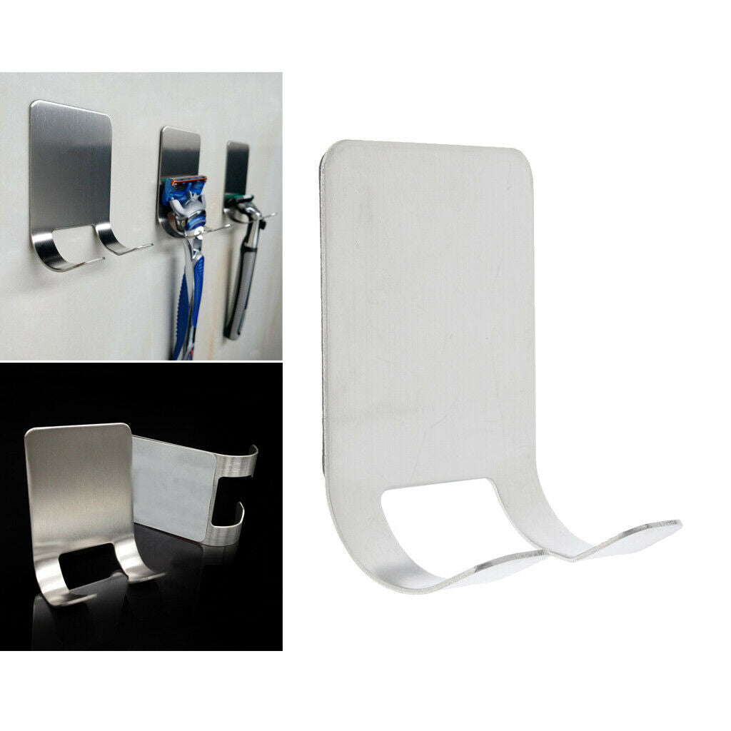 Stainless Steel  Holder Rack Adhesive Shaver Double Hook Hanger Stands