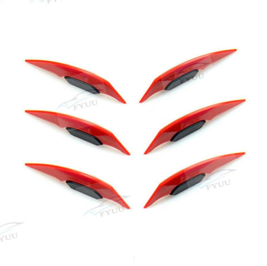 3 Pair Winglets Air Deflector Motorcycle Side RED Wind Fin Spoiler Trim Cover