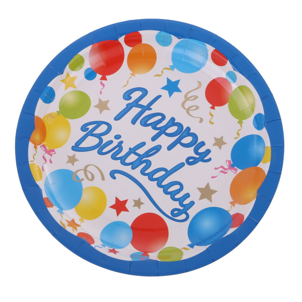 6 Pieces Happy Birthday Balloons Star Disposable Paper Plates Carnival Party