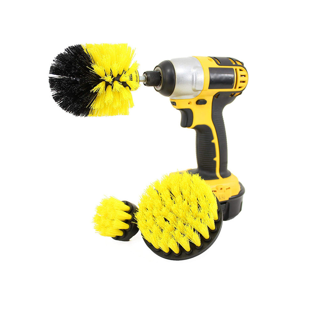 3Pcs Electric Scrubber Brush Drill Brush Kit For Carpet Car Tires Nylon Brushes
