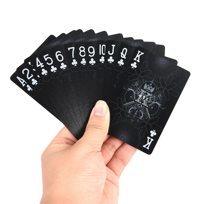 54pcs Waterproof Black Plastic Playing Cards Poker Cards Magic Playing Cards Rf