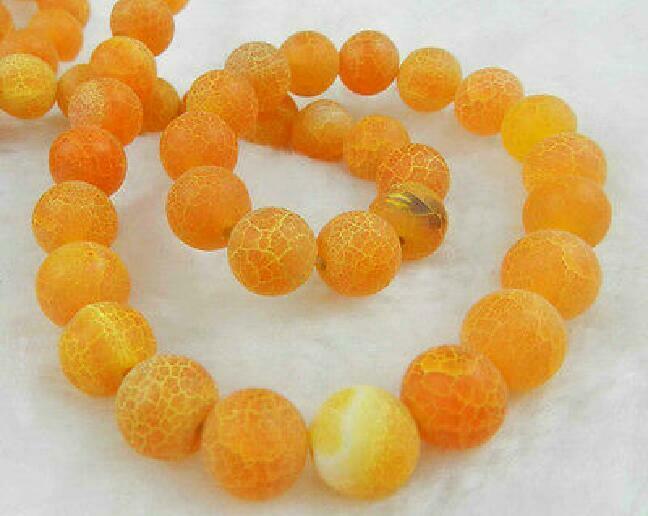 10mm Orange Dream Fire Dragon Veins Agate Round Gems Loose Beads 15"AAA