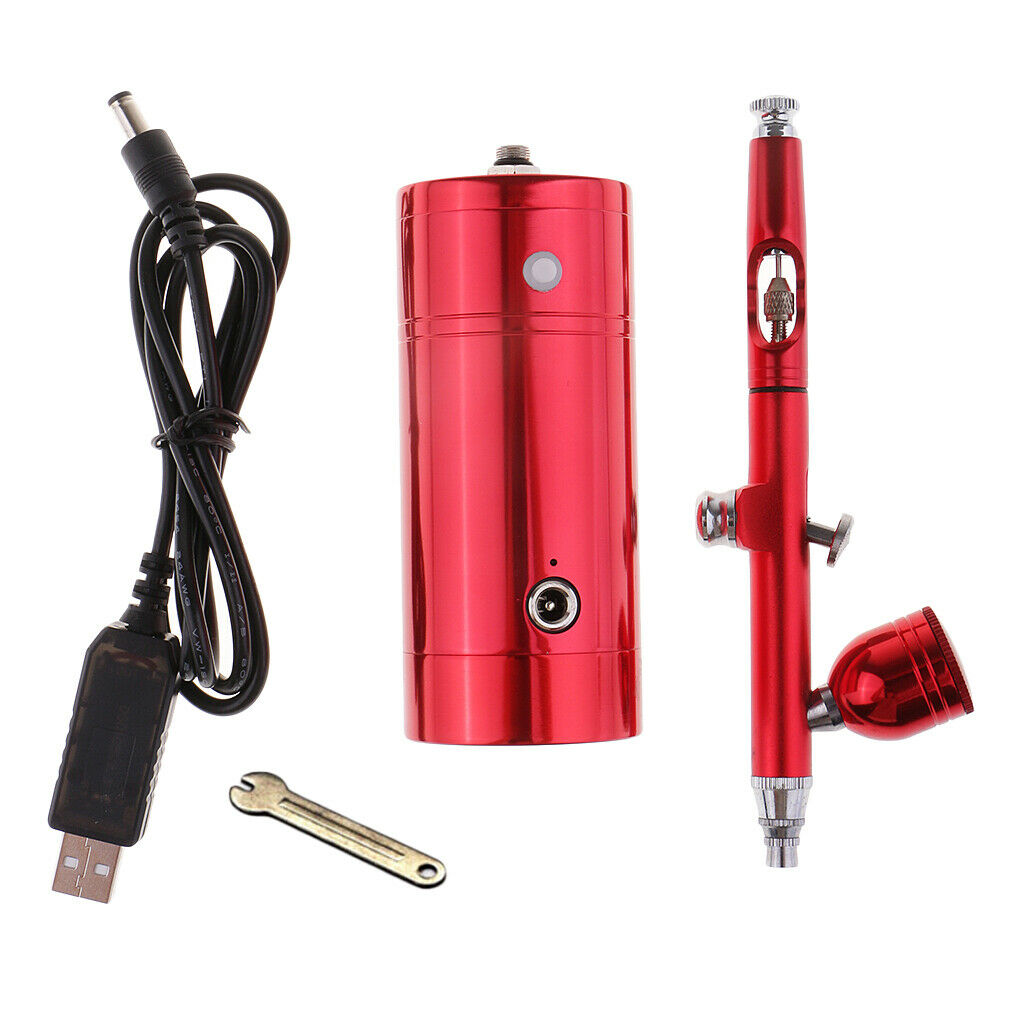 Dual-Action 0.3mm Gravity Feed Airbrush Compressor Kit USB Charge Battery Set