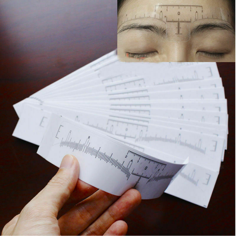 50Piece Disposable Microblading Eyebrow Measure Ruler Stickers Tattoo Makeup