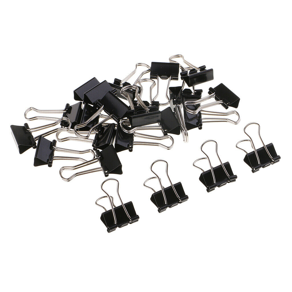24PCS Black Binder Clips Lot File Paper Clamp Clip Stationary Office