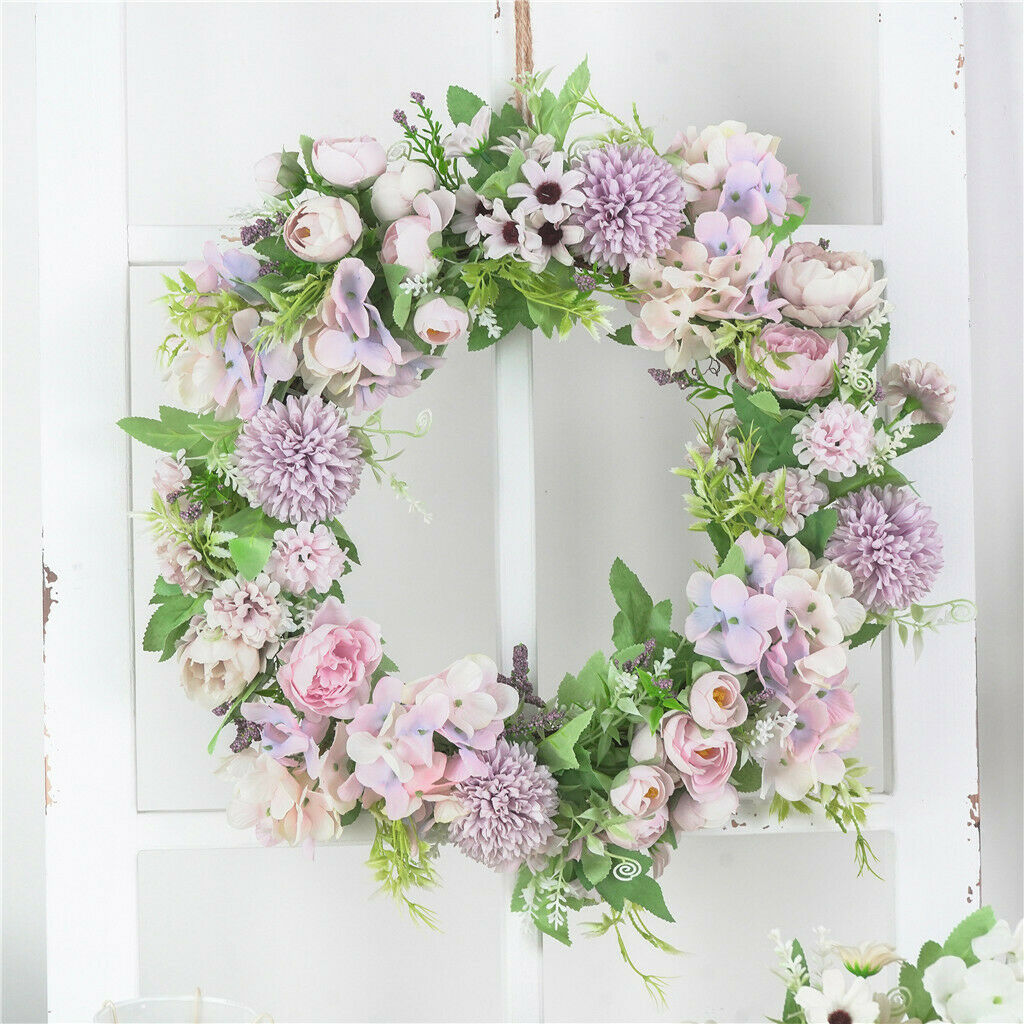 2PC Artificial Wreath 16inch Garland Door Farmhouse Showcase Wedding Decor