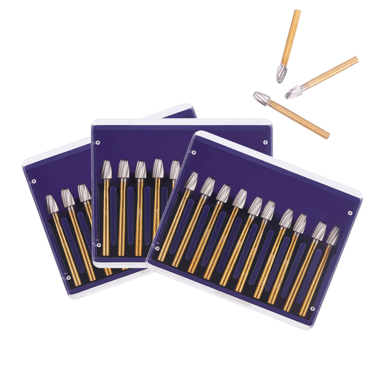3X Dental Tungsten Steel Carbide Burs FG7408 Titanium Coated Trimming &Finishing
