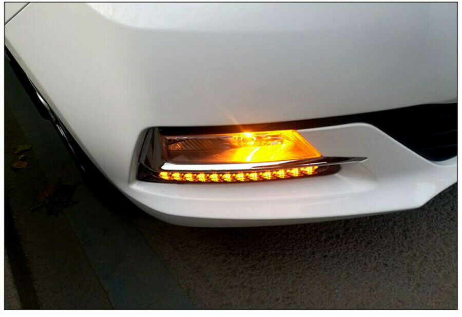 2Pcs Car White&Amber LED Light Strip Flowing Turn Signal Light 18cm Waterproof