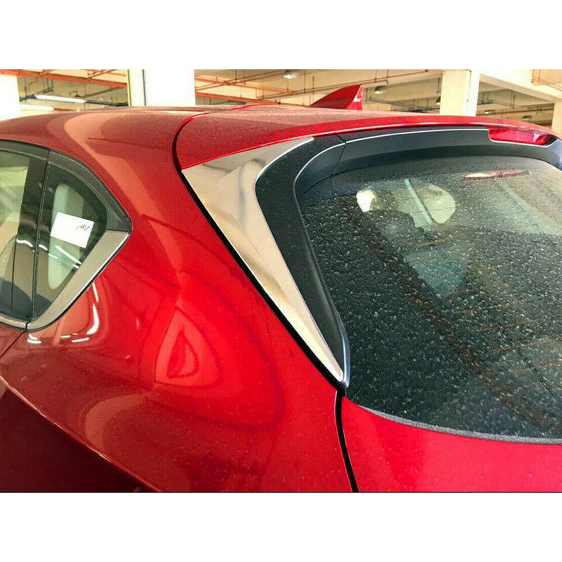 2x Fit For 2017-21 Mazda CX-5 Chrome Rear Spoiler Wing Side Window Cover Trim