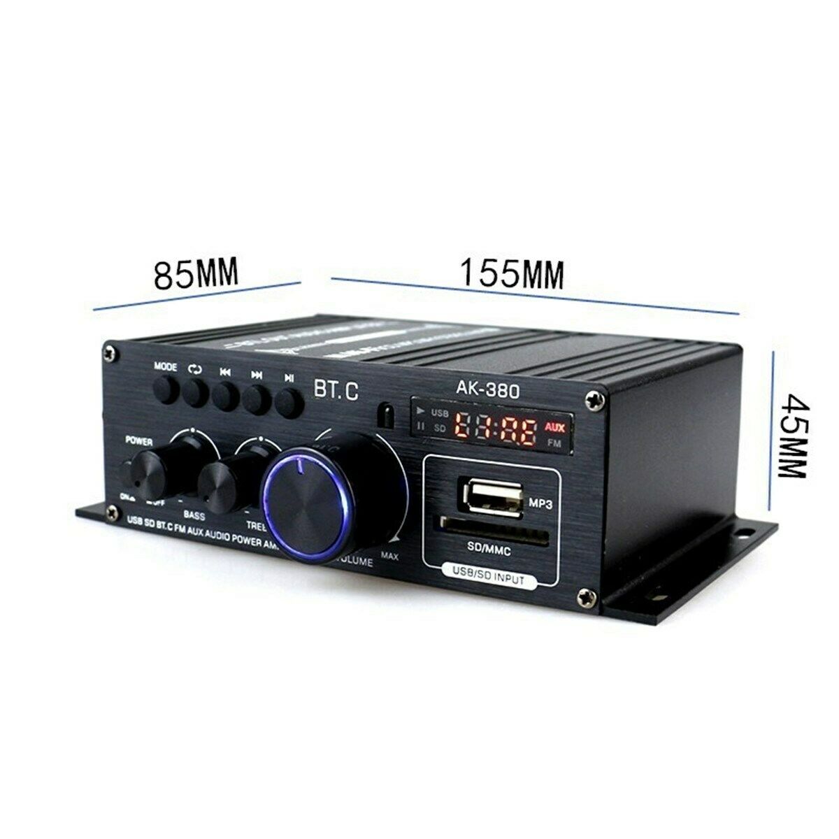 Bluetooth2.0CH 400WHi-Fi Auto Stereo12V MP3Car Audio Amplifier Radio Booster Blk