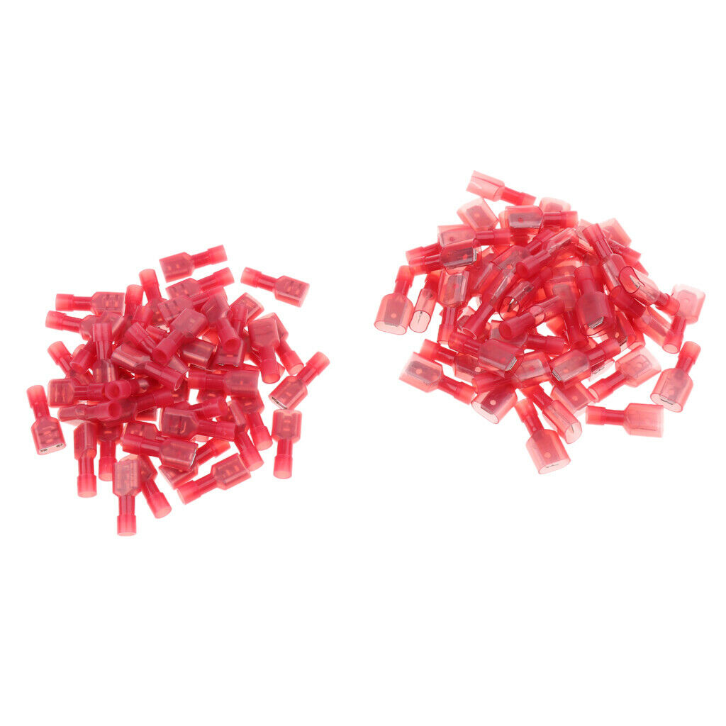 100 Pieces 22-16 Gauge Nylon Fully Insulated Male Female Spade Terminals Kit
