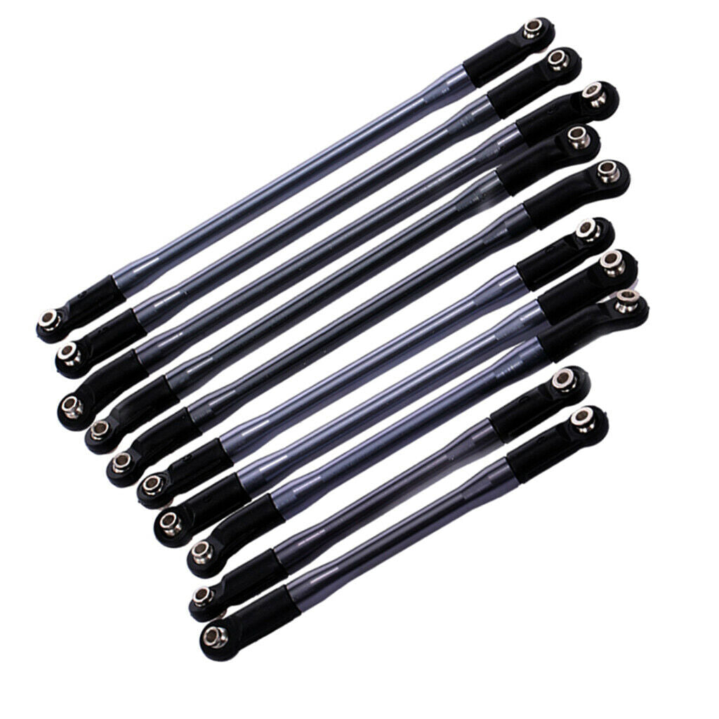 10PCS Metal Upper & Lower Rod Link Linkage for 1/10 RC Axial SCX10 313mm