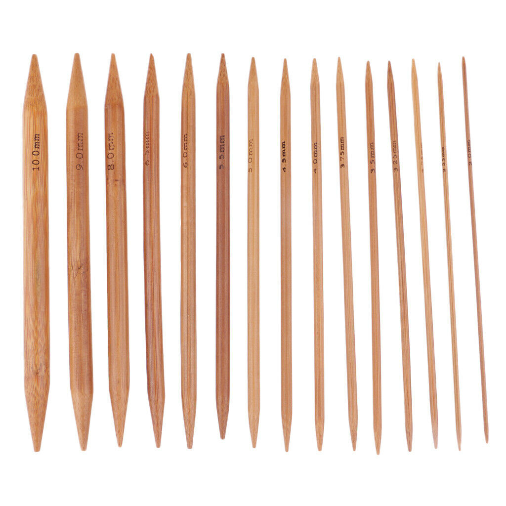 75 Pieces 15cm/6inch Double Pointed Knitting Needle Kit Carbonized Bamboo Knit