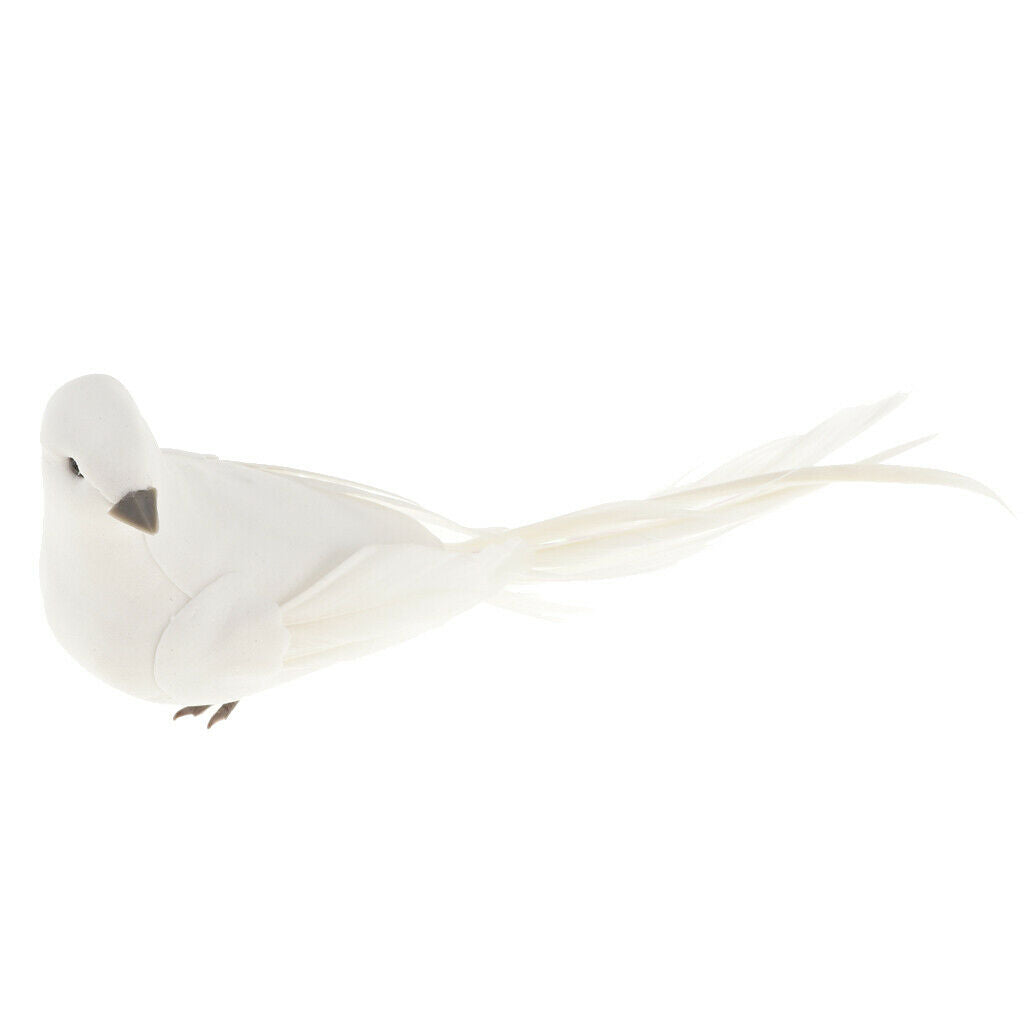 White Feathered Foam Artificial Doves Store Setting Garden Lawn Decoration