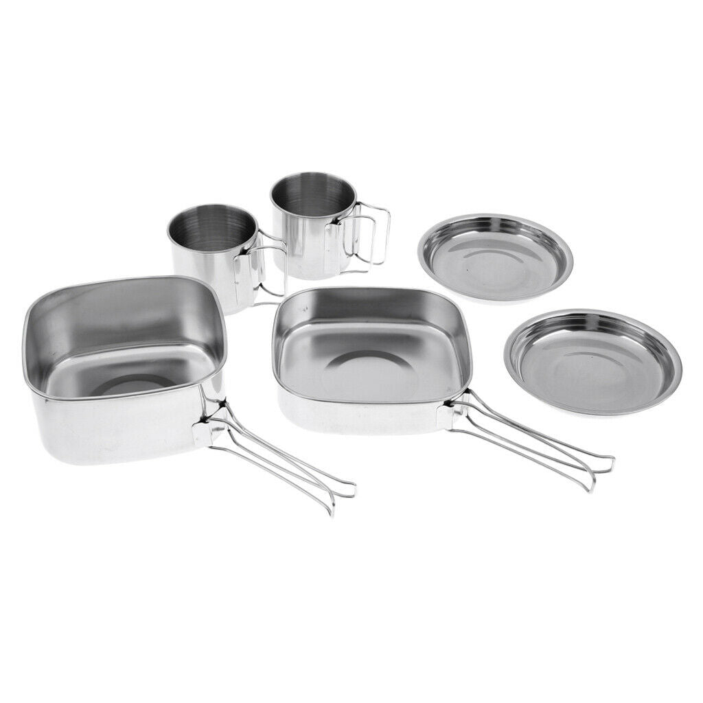 6 piece camping cookware pot and pan set for hiking outdoors