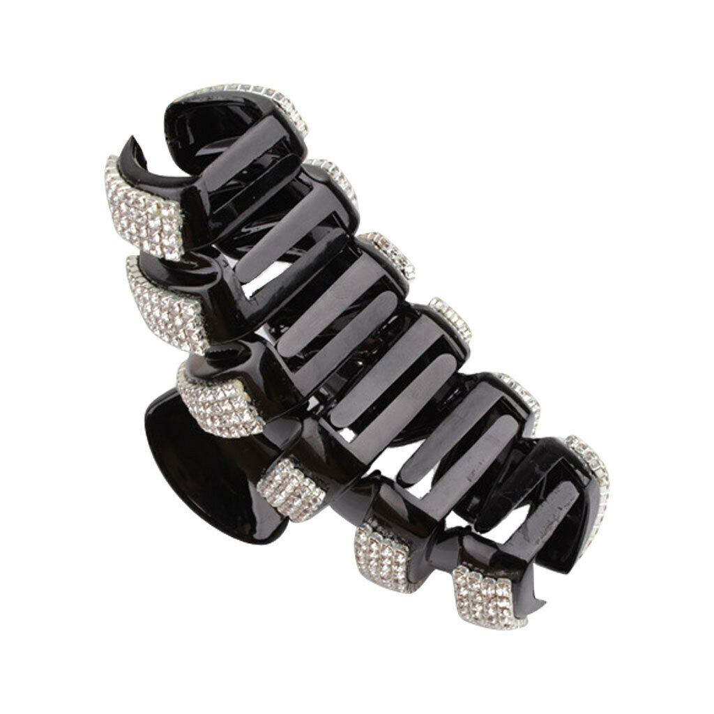 Ladies Popular Full Crystal Rhinestone Large Black Hair Claw Clip Clamps