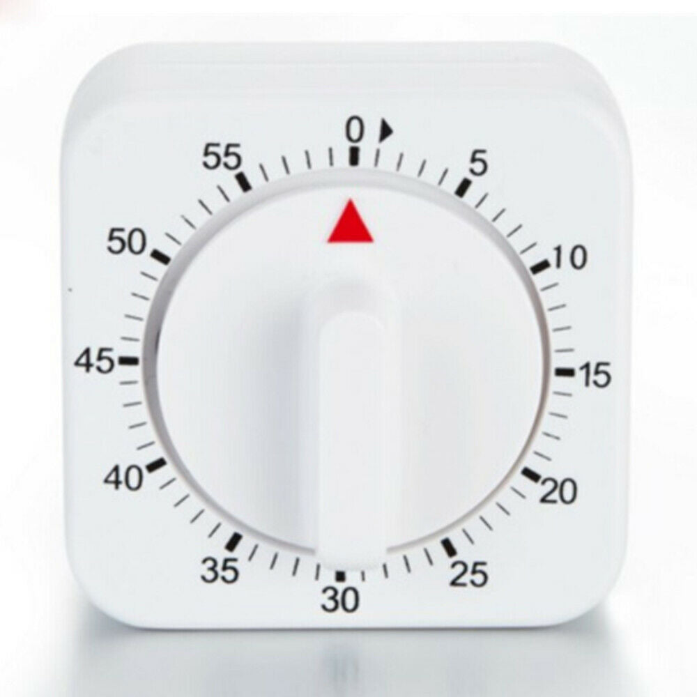 60 Minutes Kitchen Timer Count Down Alarm Reminder White Square Mechanical Timer