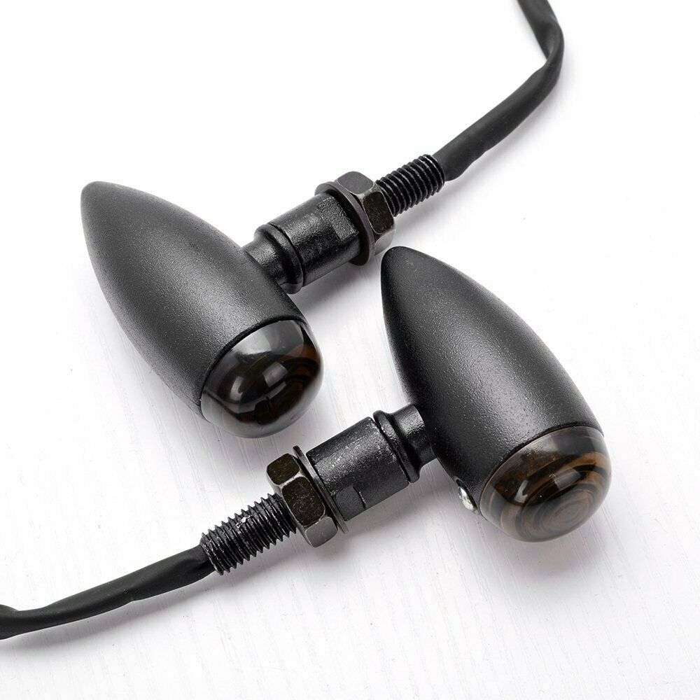 Pair of 12V Motorcycle Turn Signal Indicators, Amber Light Lamp for