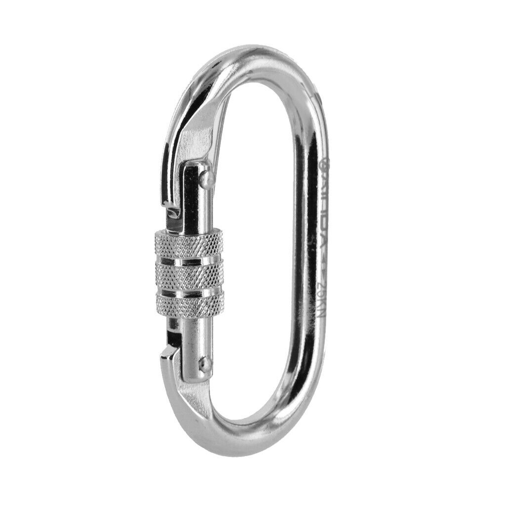25KN Rock Climbing Screw Locking Steel Carabiner Arborist Carving Equipment