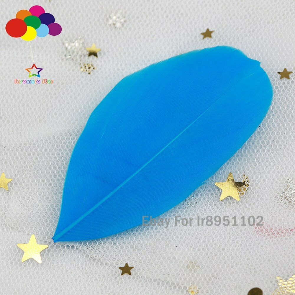 5-7cm Natural Swan Feathers 100pcs Soft Goose Plumes Warm Lake Blue Dyed