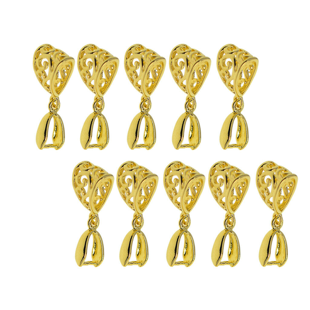 10Pcs Golden Pinch Bail Clasp Slide Pendant Necklace Connector Hanging Craft