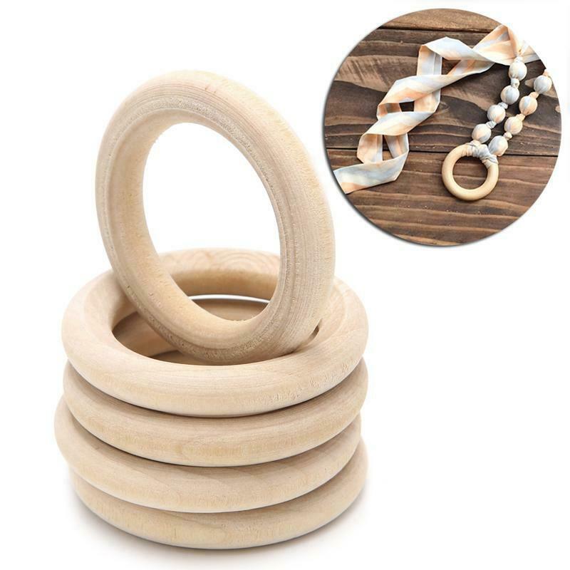 DIY Wooden Beads Connectors Circles Rings Beads Lead-Free Natural Wood 65mm