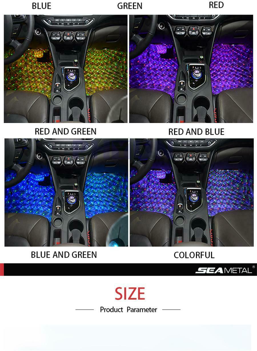 4in1 Car LED Atmosphere Lights Interior Floor Foot Lamp 7colors Voice Control