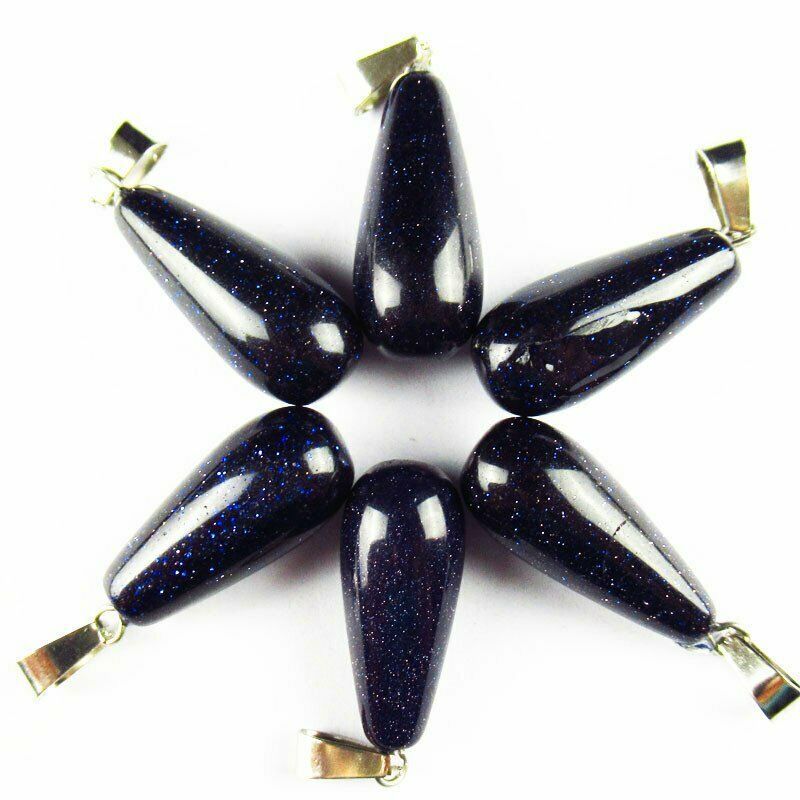 10pcs 40g Blue Sand Stone Teardrop 29x10mm Pendant Bead A-87SK