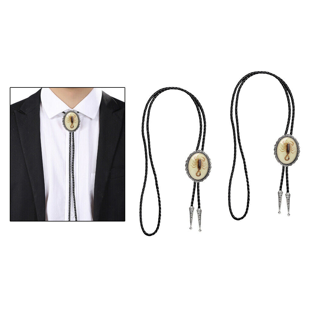 2x Men Women Night Light up Scorpion Bolo Tie Shirt Necktie Cowboy Necklace