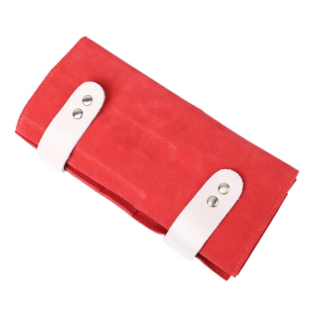 Leather Barber Hairdressing Tools Holder Pouch Scissors Shears Case Bag Red