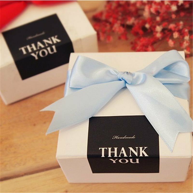 90Pcs Rectangle Black Handmade Thank You Cake Packaging Sealing Kraft Sti.l8