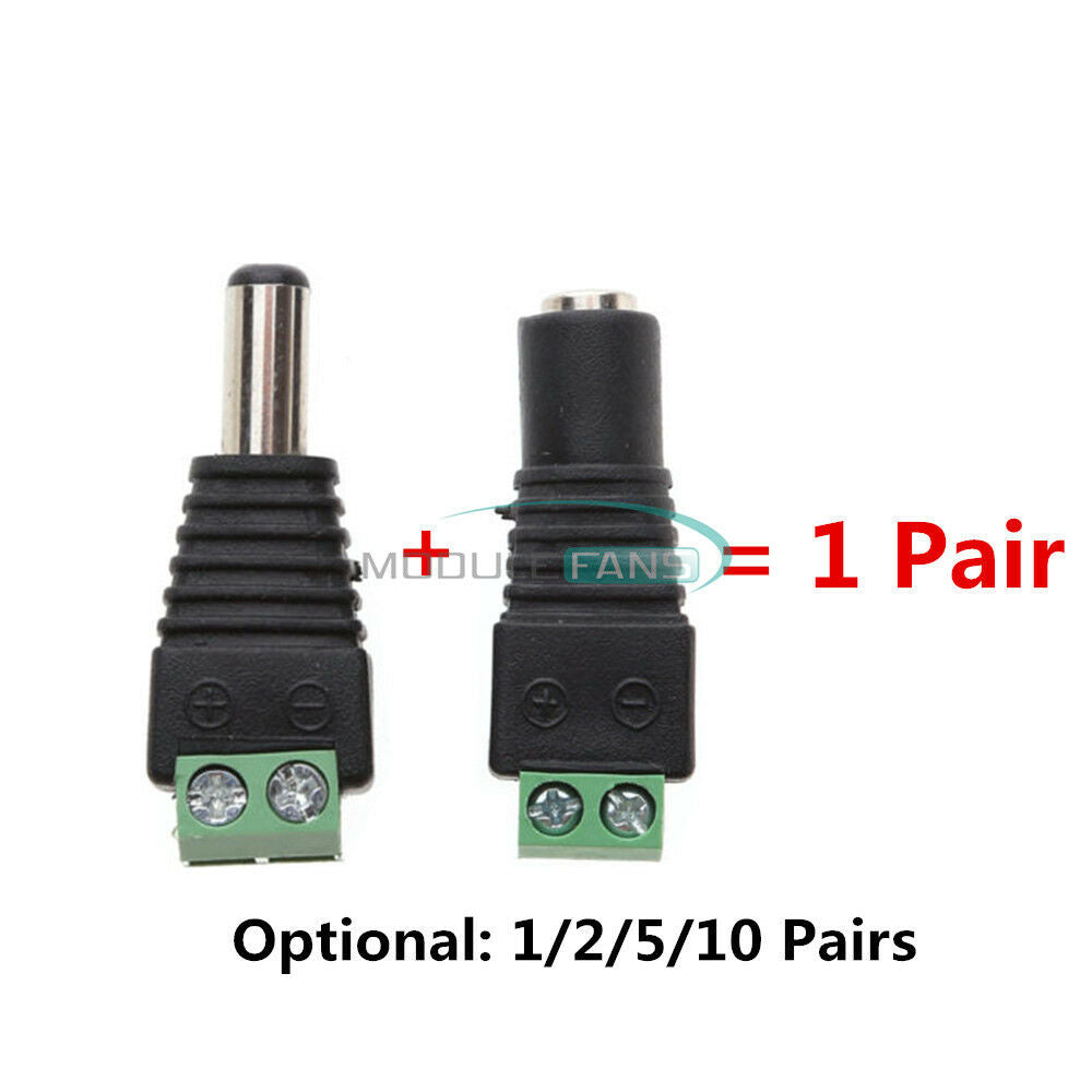 1Pair Male 2.1x5.5mm Female Plug 12V DC Power Jack CCTV Camera Connector Adapter