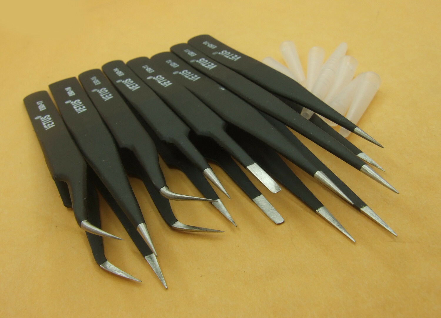 9 Pcs Non-Magnetic Stainless Steel Tweezers Plier Tools for Jewelry with bag