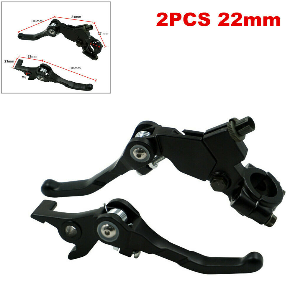 2PCS 22mm Universal Motorcycle Handle Front Brake Lever w/ Clutch Aluminum Alloy