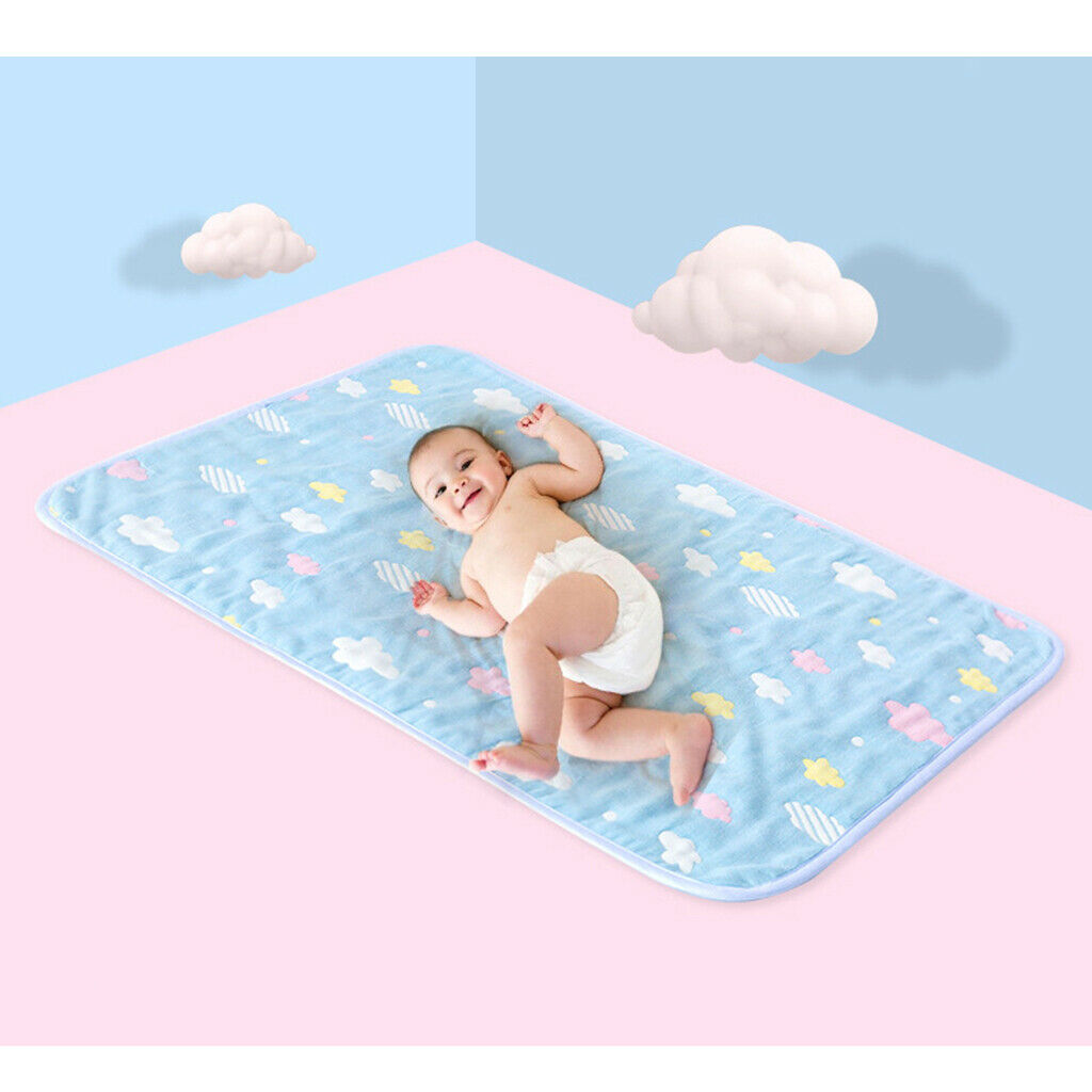 Baby Six-Layer Gauze Padding Mattress Changing Diaper Pad  Blue elephant