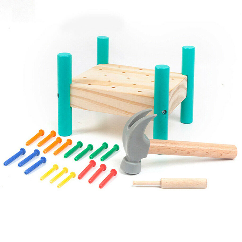 Wooden Pound-A-Peg DIY Children Learning Preschool Fine Motor Skill Gift