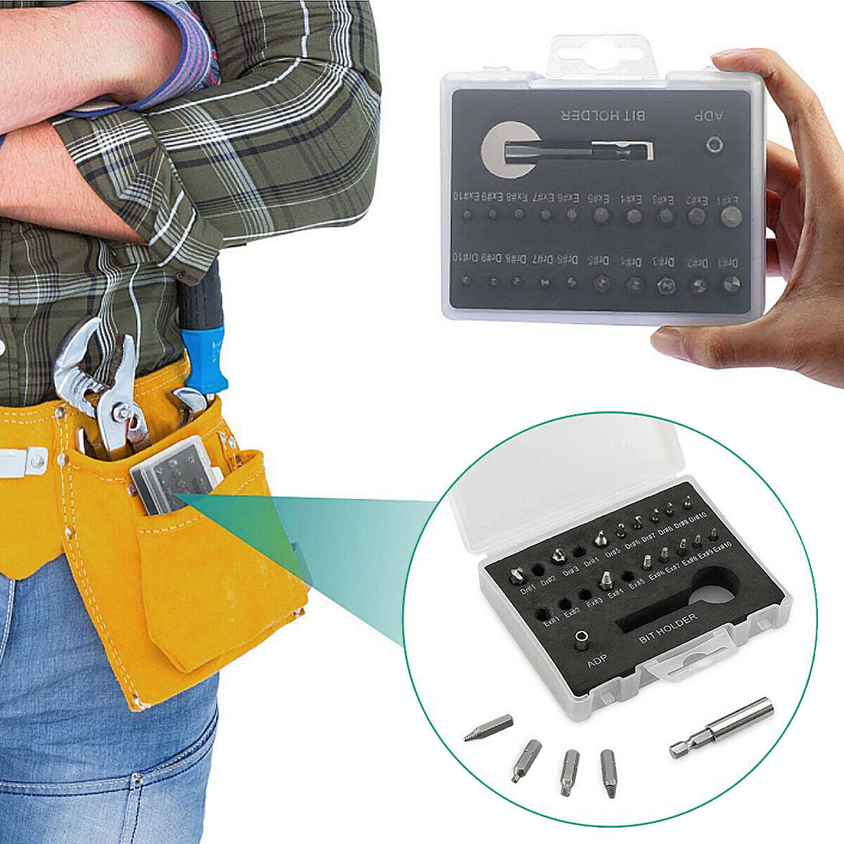 Broken Bolts, Damaged Screw Remover Tools, Peel Off Drill Bit Kit 22 Pieces