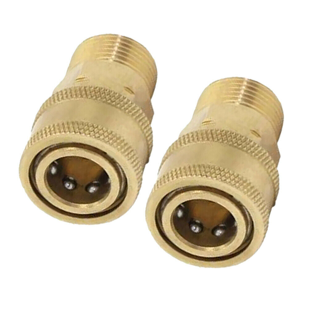 2pcs Brass Connector Pressure Washer Connector M22-1/4 Garden Hose Adaptor