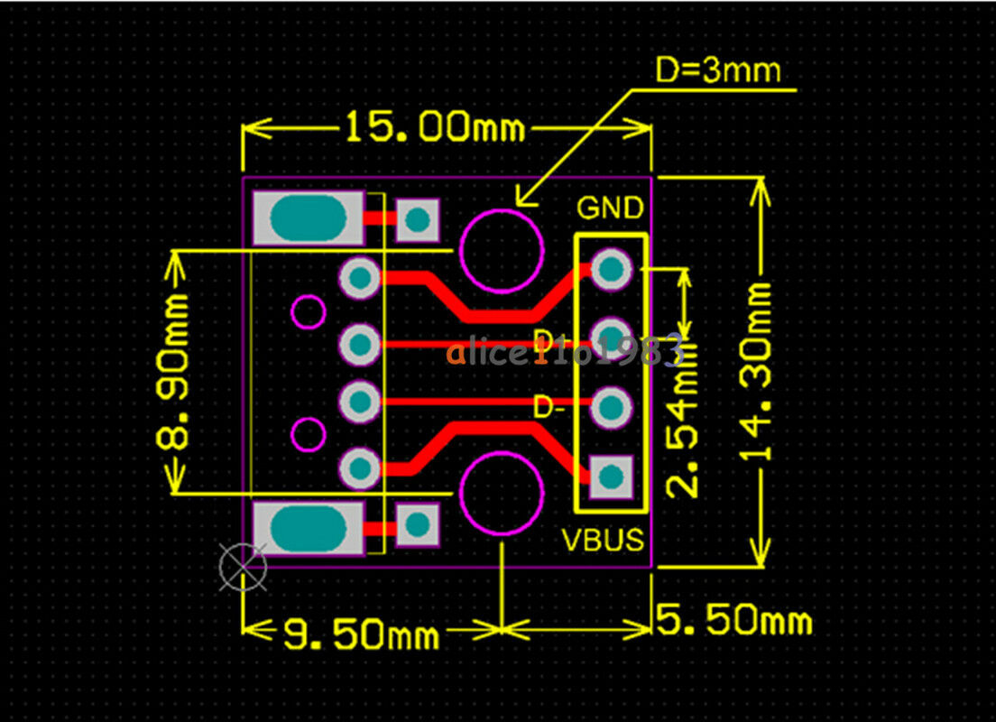 5pcs USB to DIP Adapter Converter 4 pin for 2.54mm PCB Board Power Supply DIY