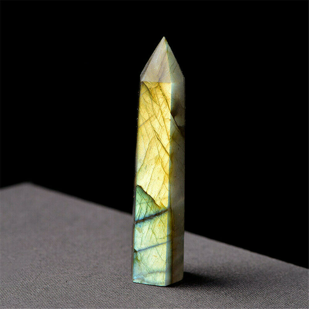 Natural Labradorite Moonstone Crystal Point Healing Stone Fluorite Wand Quartz