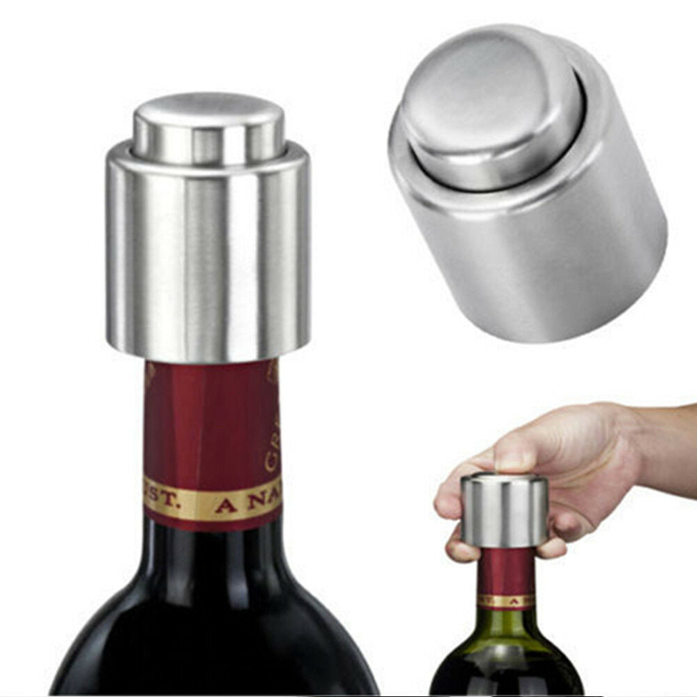 1pc Wine Bottle Stopper Plug Bottle Cap Pump Sealer Handy Stainless Steel Vacuum