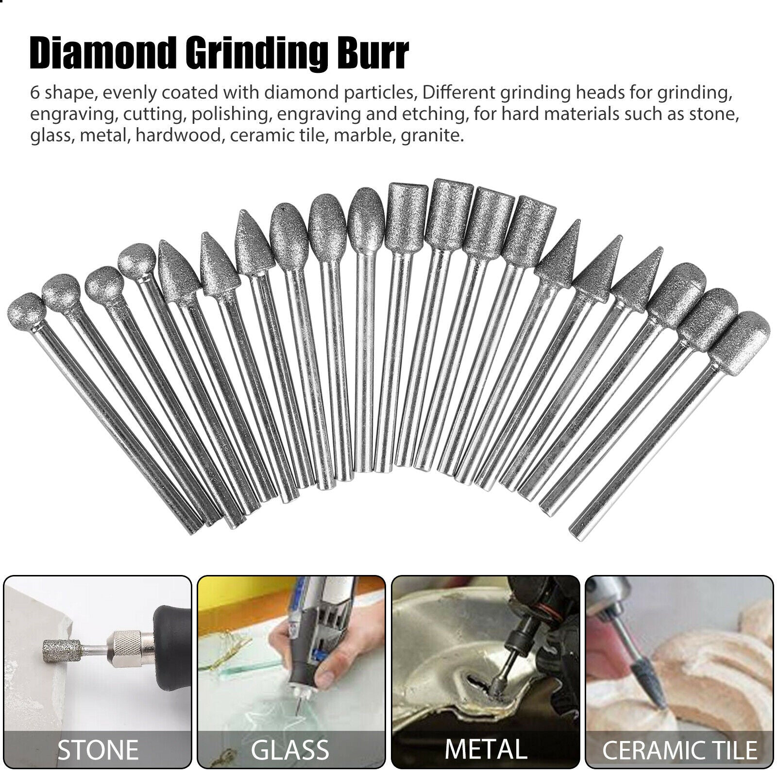 42PCS Diamond Grinding Carving Cutting Wheel Burr Bit Set For Dremel Rotary Tool