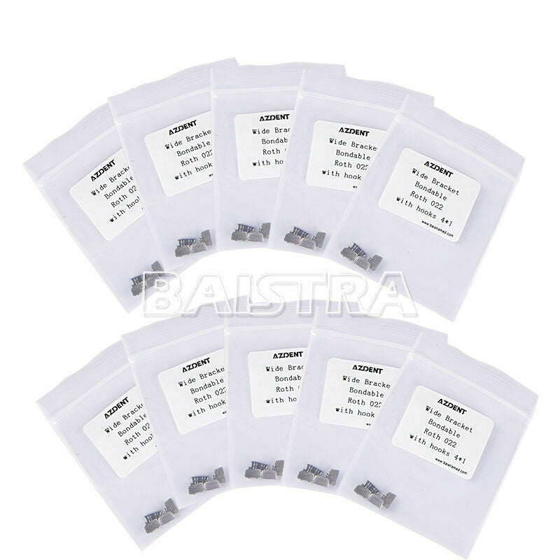 50 X Dental Ortho Wide Brackets Bondable Roth 022 With 1st Molar Hooks 4 AZDENT